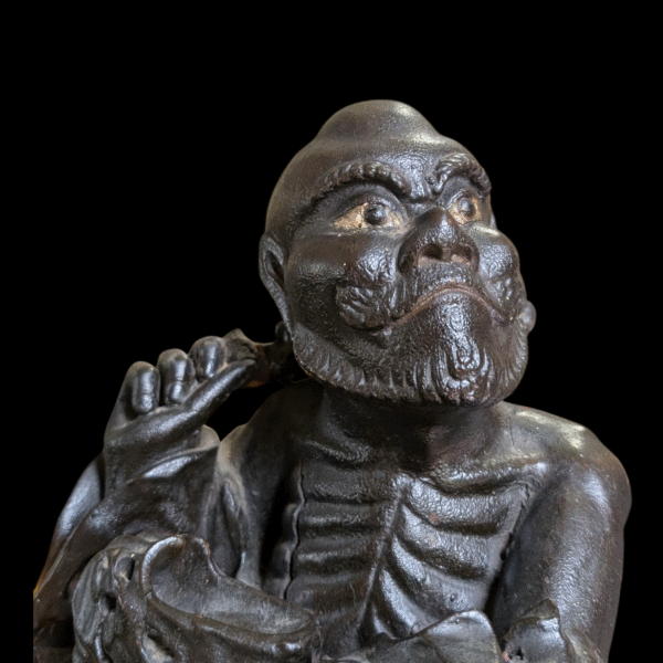 Antique Chinese Hardwood Daoist Immortal Statue on Gnarled Root Base – Luohan Figure - Image 3