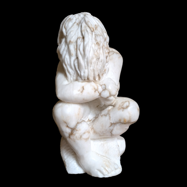 Hand-Carved Marble Sculpture of a Mourning Figure - Image 2