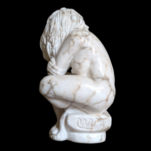 Hand-Carved Marble Sculpture of a Mourning Figure