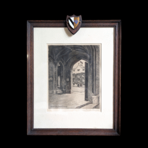 Framed Signed Architectural Etching – Entrance Trinity College, Cambridge by Gertrude Hayes