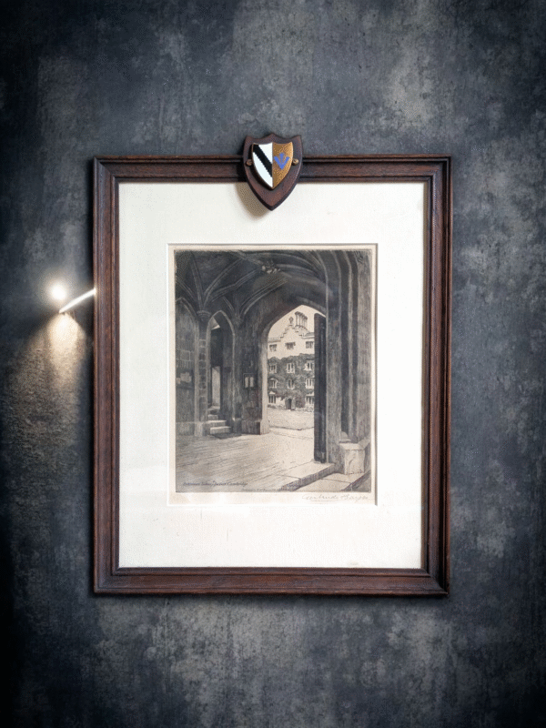 Framed Signed Architectural Etching – Entrance Trinity College, Cambridge by Gertrude Hayes - Image 2