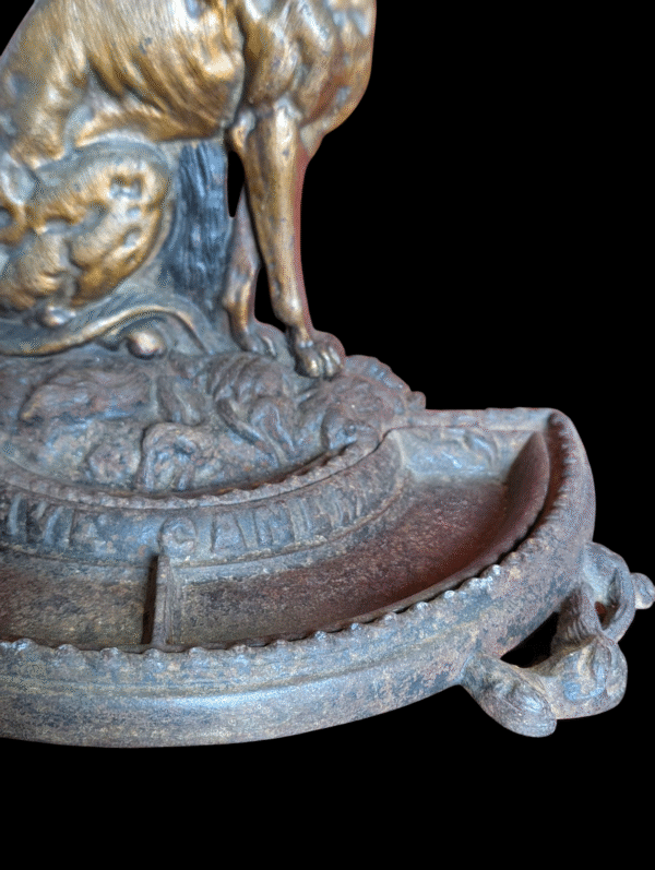 Antique Victorian Cast Iron Stick Stand with Dog and Oak Tree Motif - Image 4