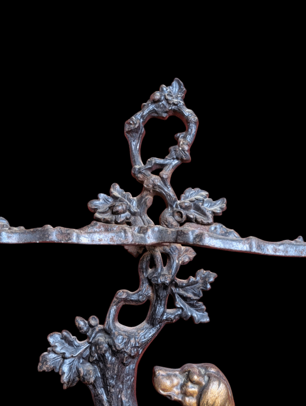 Antique Victorian Cast Iron Stick Stand with Dog and Oak Tree Motif - Image 3