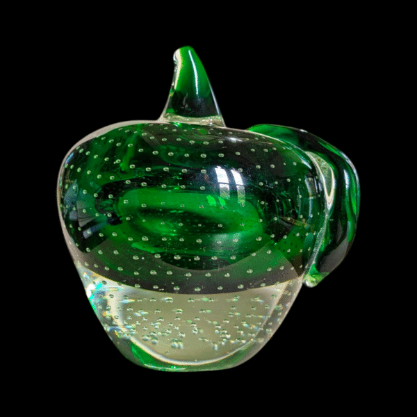 Large Green Italian Glass Apple Paperweight - Image 2