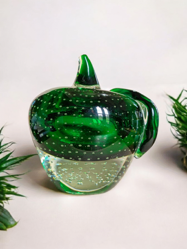Large Green Italian Glass Apple Paperweight - Image 3