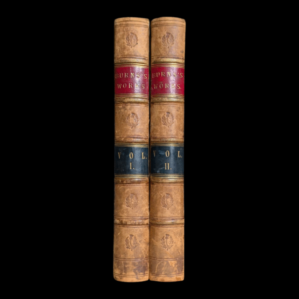 The Works of Robert Burns – 1865 Two Volume Set – Half Leather Bindings