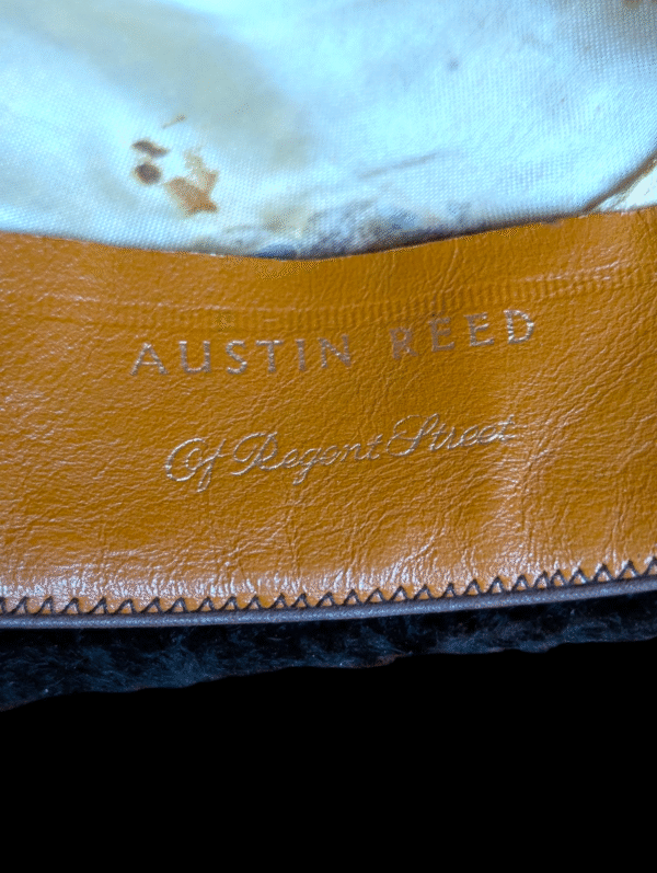 Vintage Austin Reed Of Regent Street Black Fur Felt Fedora Hat – Satin Lined, Leather Band - Image 4