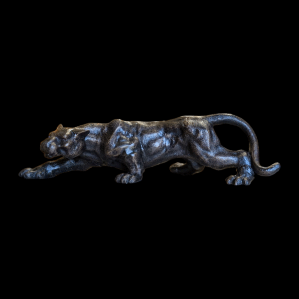 Cast Iron Panther Sculpture – Heavyweight Decorative Big Cat in Prowling Stance