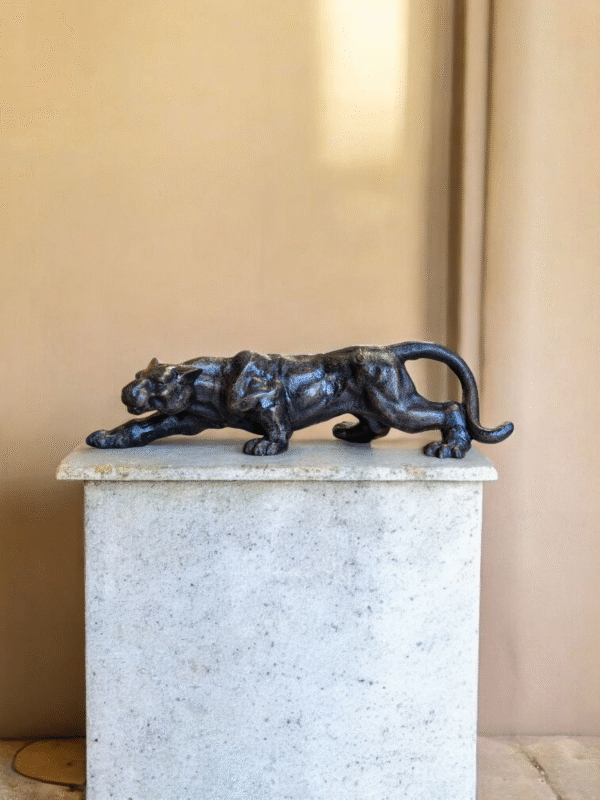 Cast Iron Panther Sculpture – Heavyweight Decorative Big Cat in Prowling Stance - Image 4