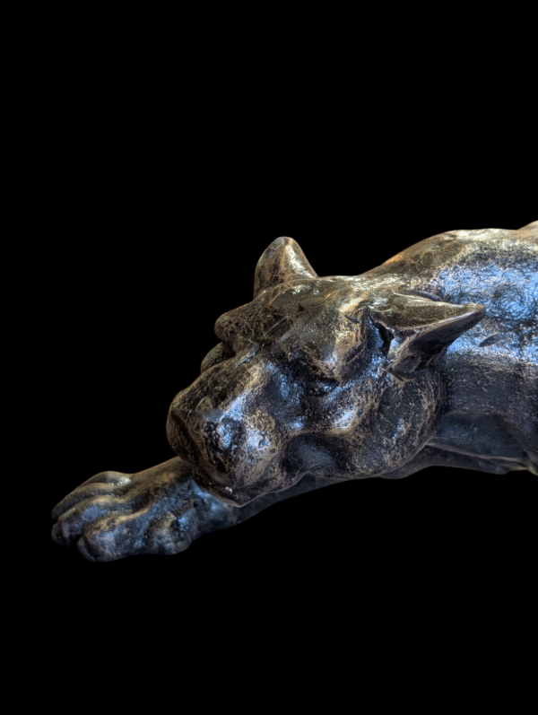 Cast Iron Panther Sculpture – Heavyweight Decorative Big Cat in Prowling Stance - Image 2