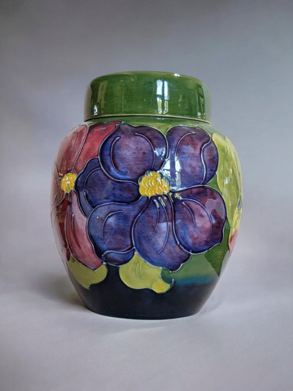 Large Moorcroft Clematis Pattern Ginger Jar with Lid – Hand-Painted Tube-Lined Pottery - Image 2