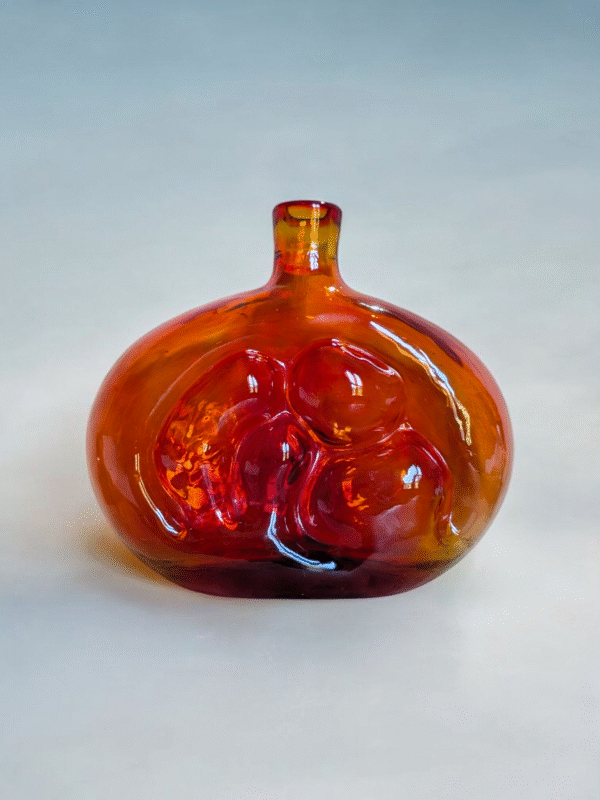 Mid-Century Orange Art Glass Vase – Sculptural Amberina-Style Form - Image 2