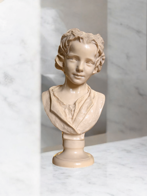 1898 Signed Bust of a Young Boy by Alexandre Morlon - Image 3