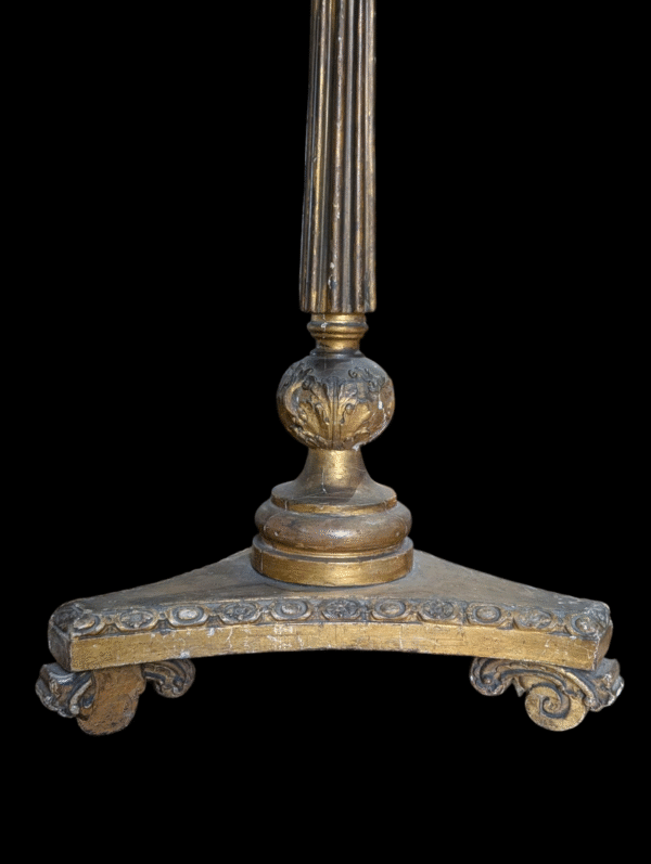 Antique Gilt Gesso Pole Screen with Hand-Stitched Floral Needlepoint – 19th Century English - Image 2