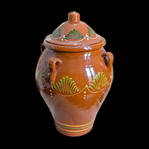 Vintage Hand-Glazed Terracotta Lidded Jar