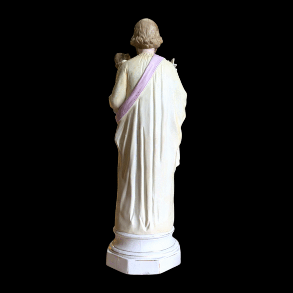 Large Antique Porcelain Statue of St Joseph with Christ Child – Hand-Painted Religious Icon - Image 2