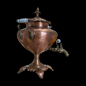 Antique Copper Samovar with Brass Spout & Porcelain Handles – Ornate Footed Base
