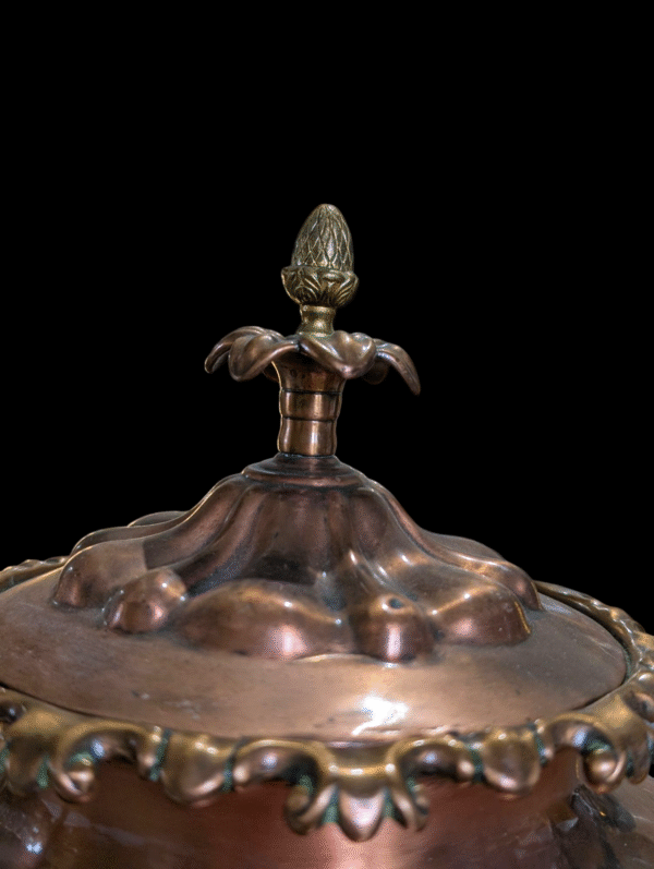 Antique Copper Samovar with Brass Spout & Porcelain Handles – Ornate Footed Base - Image 2