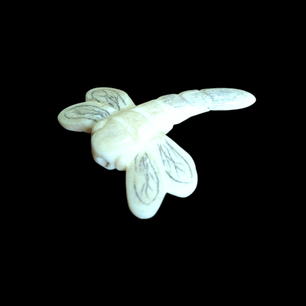 Early 20th Century Carved Chinese Bovine Bone Dragonfly Pendant - Image 2