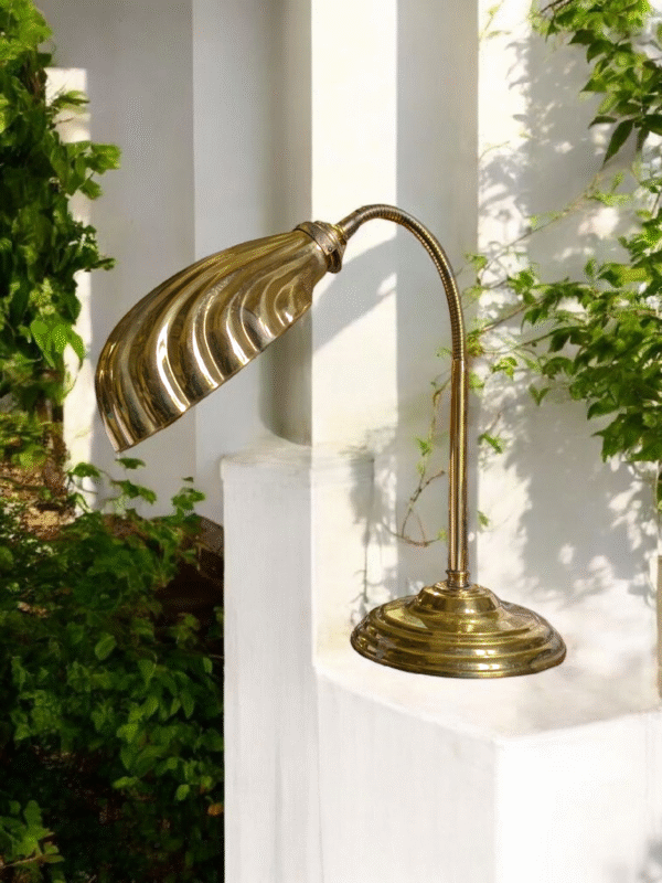Vintage Brass Shell Adjustable Desk Lamp - Image 4