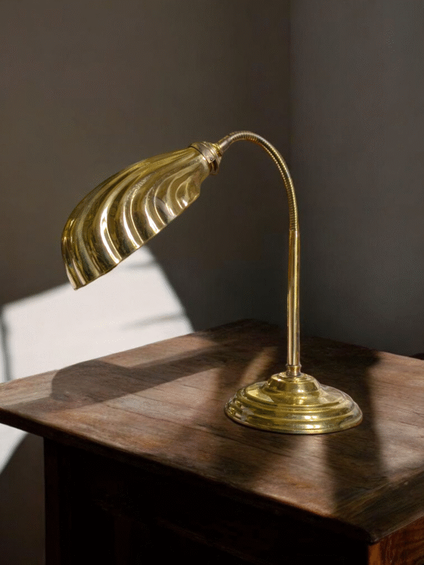 Vintage Brass Shell Adjustable Desk Lamp - Image 3