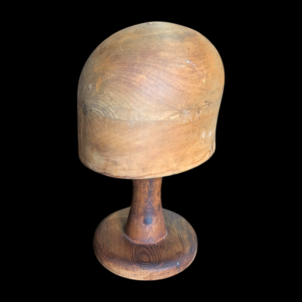 Antique Milliner’s Wooden Hat Block On Stand – Early 20th Century - Image 2