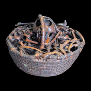 Authentic Tribal Monkey Skull Ritual Basket – Ethnographic Ceremonial Artefact