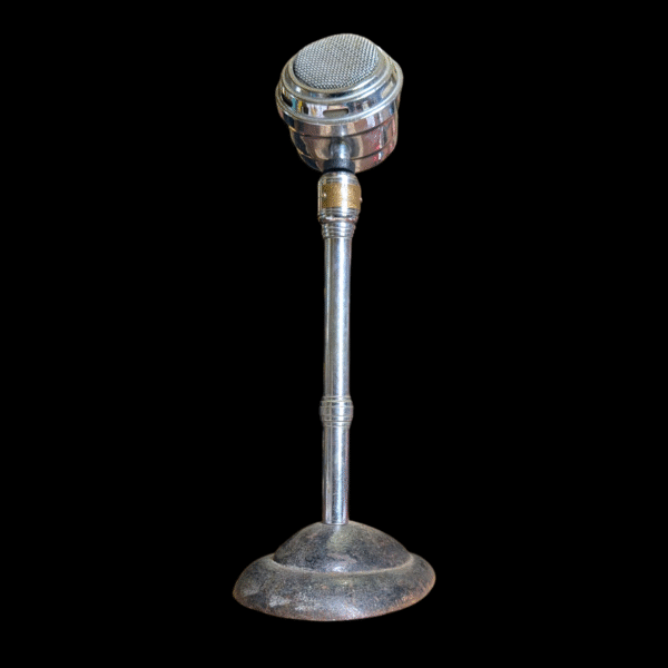 1940's MECO Chrome Desktop Microphone with Cast Iron Base – Art Deco Broadcast - Image 2
