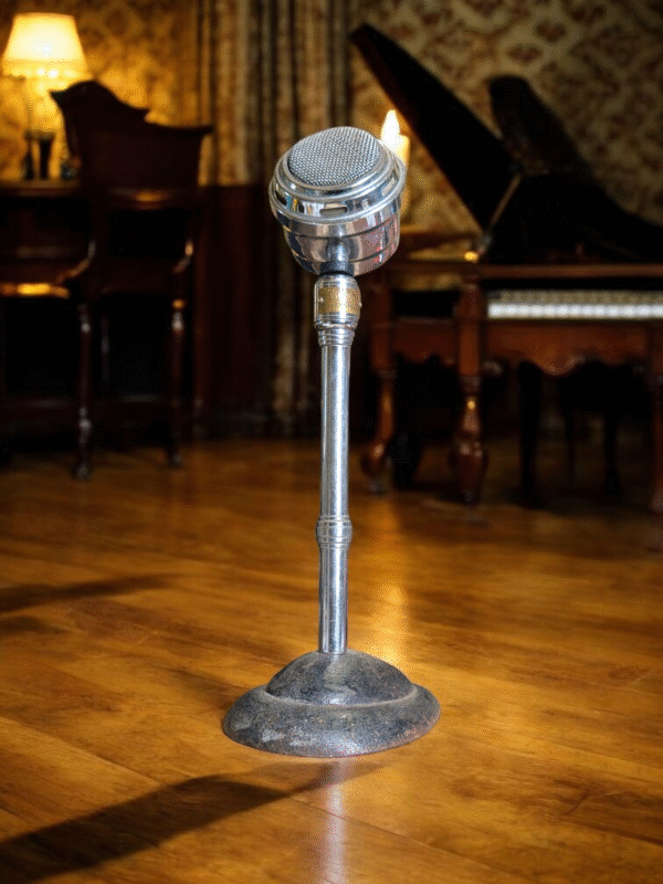 1940's MECO Chrome Desktop Microphone with Cast Iron Base – Art Deco Broadcast - Image 4