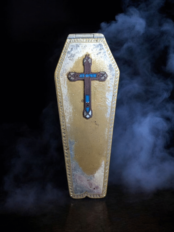 Antique Coffin-Shaped Snuff Box with Inlaid Cross – Gothic Curio - Image 3