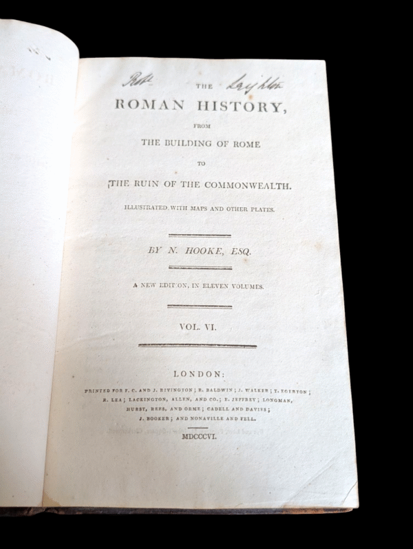 The Roman History from the Building of Rome to the Ruin of the Commonwealth by N. Hooke – Volume VI (1806) - Image 4