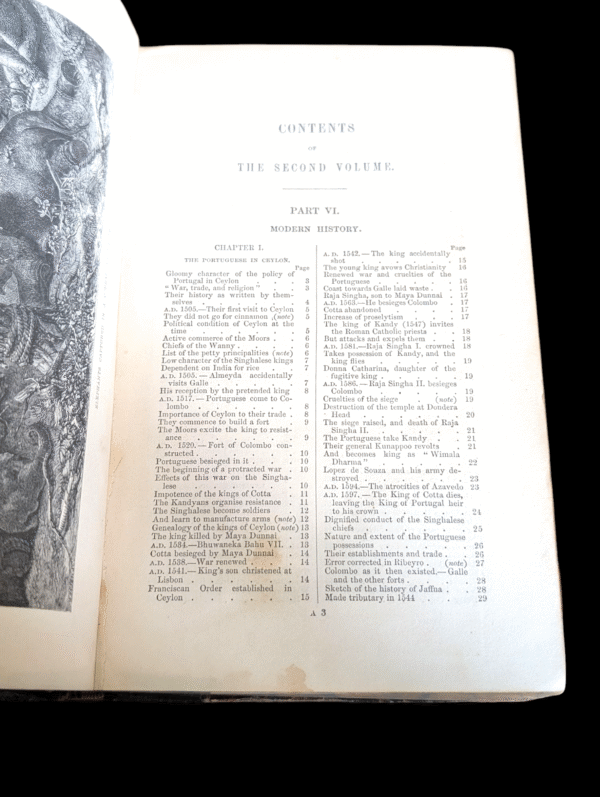 Antique Historical Volume on Ceylon – Volume II, 19th Century Leather-Bound Book with Fold-Out Map - Image 2