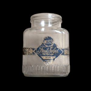 Vintage WYCO Fruit Salad Tin Syrup Jar – Blue Label – Ribbed Base