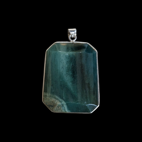 Large Sterling Silver & Moss Agate Pendant