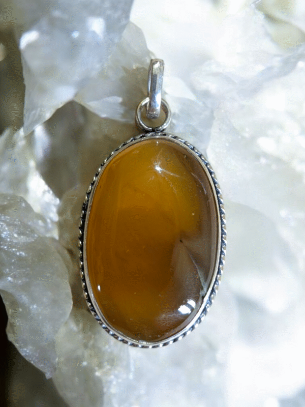 Sterling Silver & Agate Carnelian Pendant - Image 2