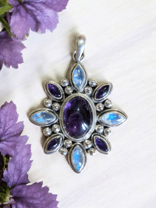 Doug Paulus Sterling Silver Amethyst & Moonstone Pendant - Image 3