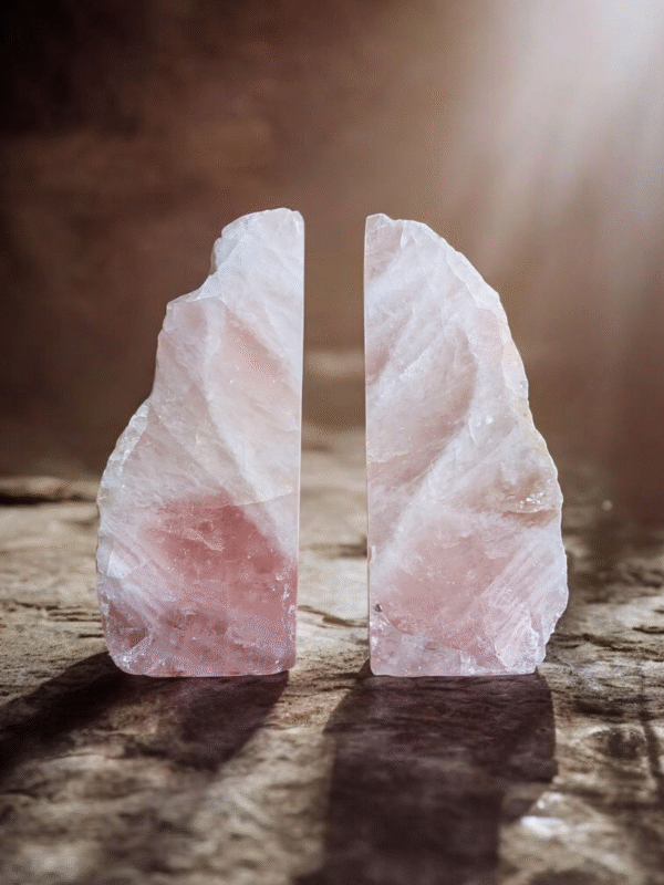 Natural Rose Quartz Bookend Pair - Image 3