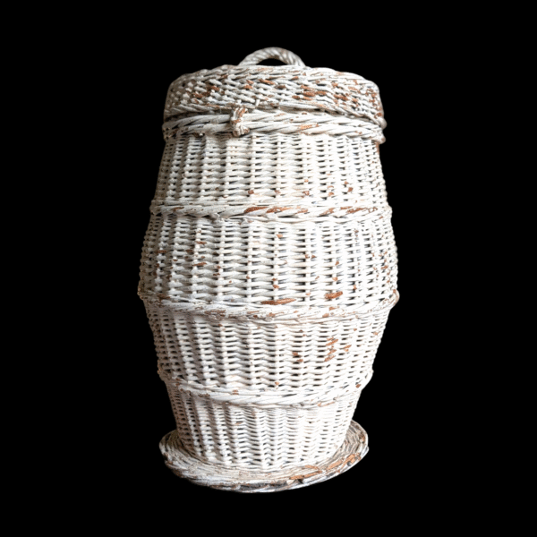 Large White Vintage Wicker Basket