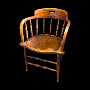 Antique Victorian Captains Chair – Elm & Beech with Saddle Seat