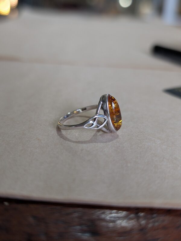 Sterling Silver and Amber Ring – Size N½ - Image 4