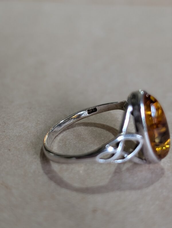 Sterling Silver and Amber Ring – Size N½ - Image 3