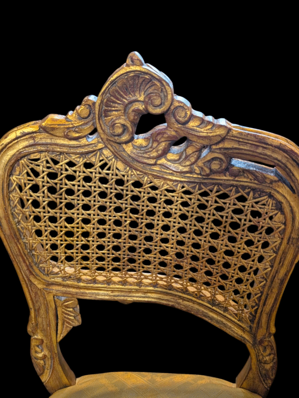 Pair of Antique French Gilt Boudoir Chairs – Ornately Carved with Cane Backs - Image 4