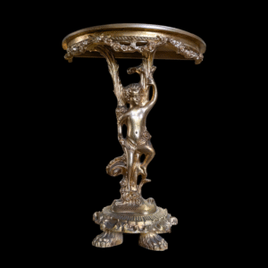 Ornate Gilded Rococo Style Console Table – Figural Cherub Support