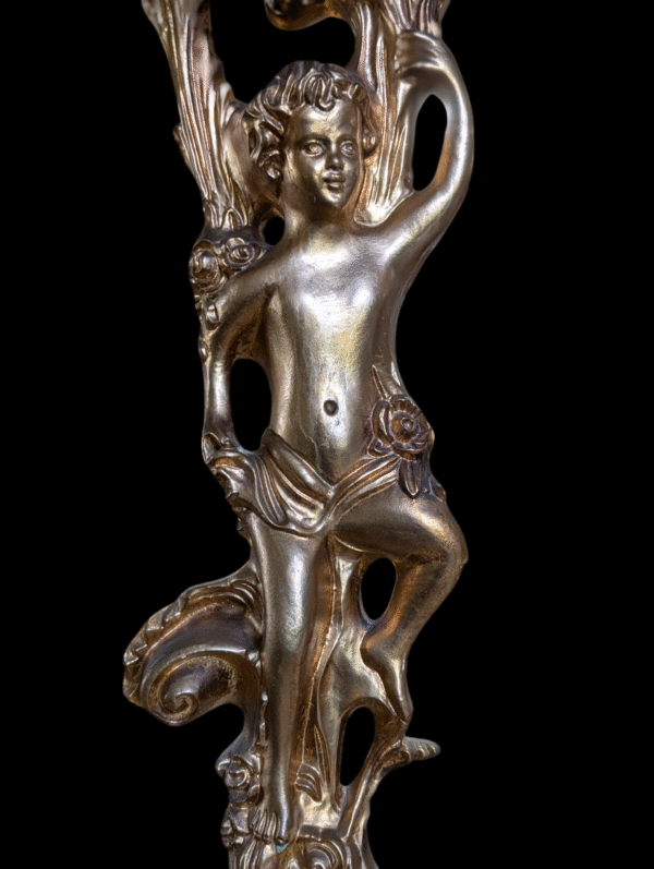 Ornate Gilded Rococo Style Console Table – Figural Cherub Support - Image 2