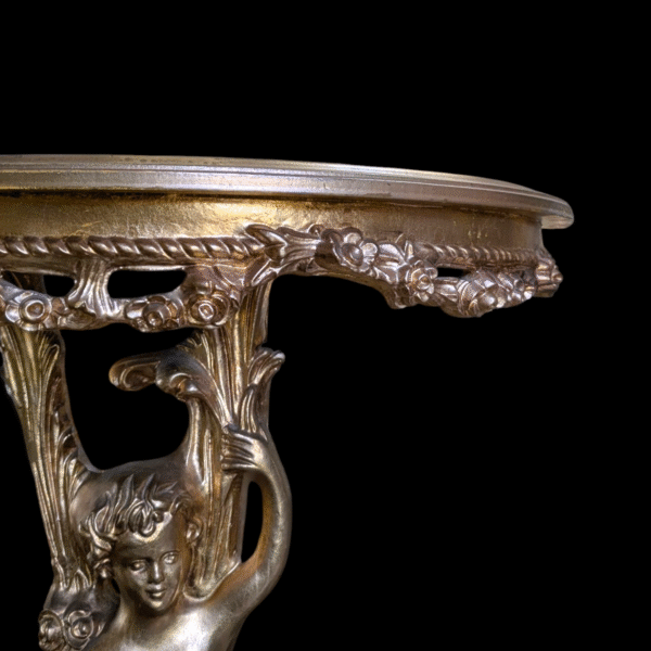 Ornate Gilded Rococo Style Console Table – Figural Cherub Support - Image 3
