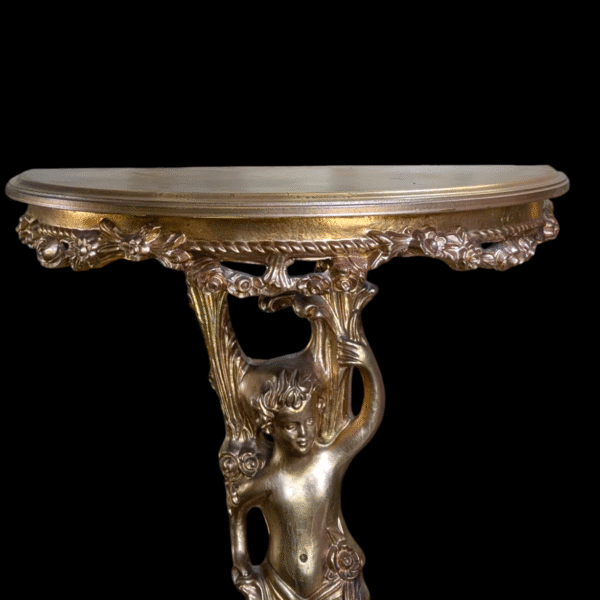 Ornate Gilded Rococo Style Console Table – Figural Cherub Support - Image 4