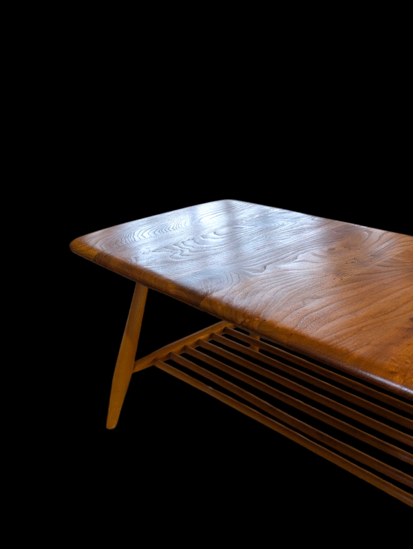 Vintage Ercol Model 459 Coffee Table – Low Elm & Beech Slat Shelf Table - Image 4