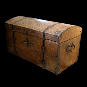 Early 18th Century Oak Iron Mounted Domes Trunk