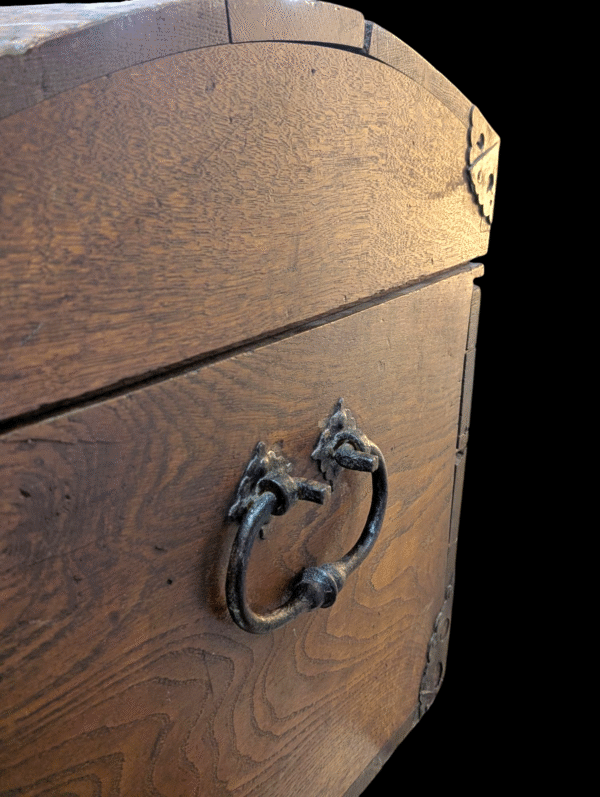 Early 18th Century Oak Iron Mounted Domes Trunk - Image 3