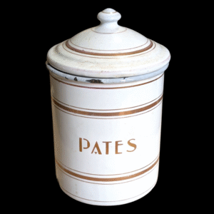 French Enamelled 'Pates' Canister
